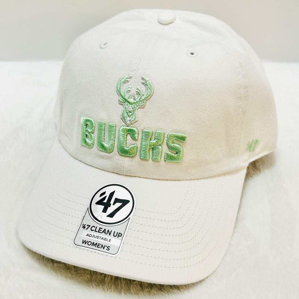 '47 Brand Milwaukee Bucks Luminance Women's Clean Up Hat Cap‎ Adjustable White